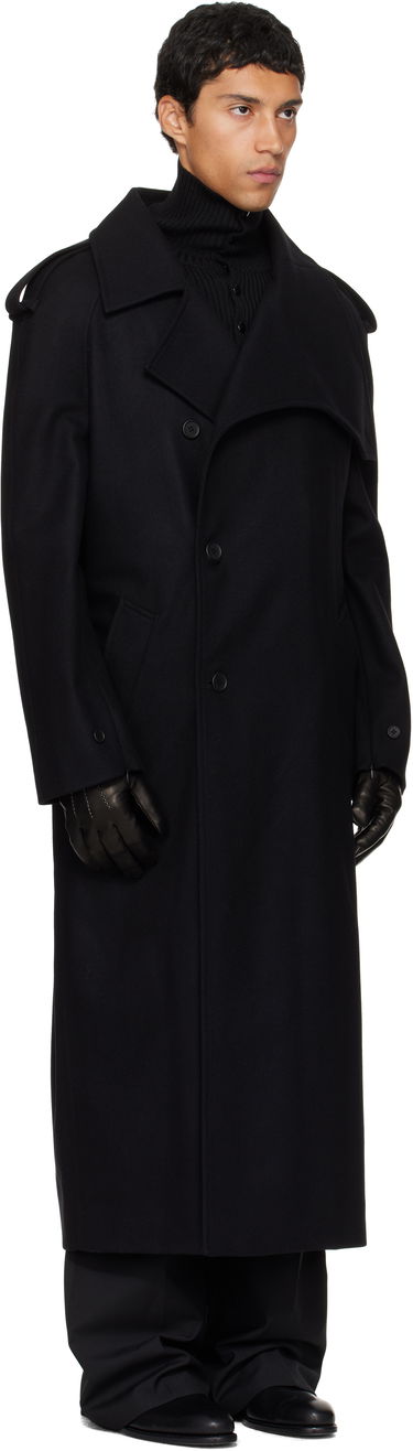 Trenchcoat Courrèges Courrèges Oblique Wool Trench Coat Svart | 325CMA236WO0036, 4
