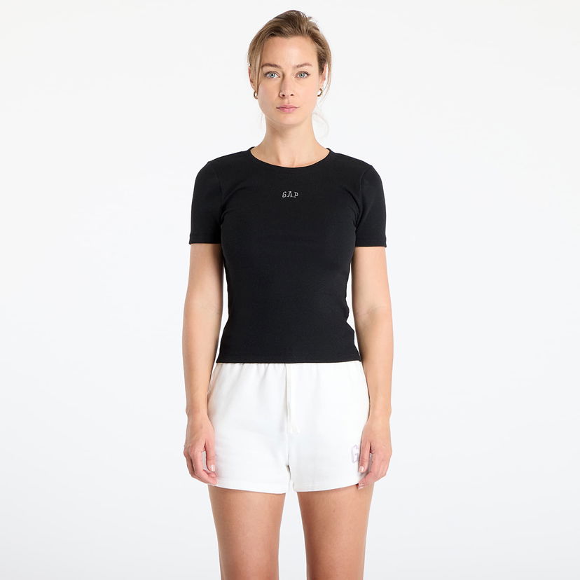 T-shirt GAP Ribbed Short Sleeve T-Shirt Svart | 637782-00