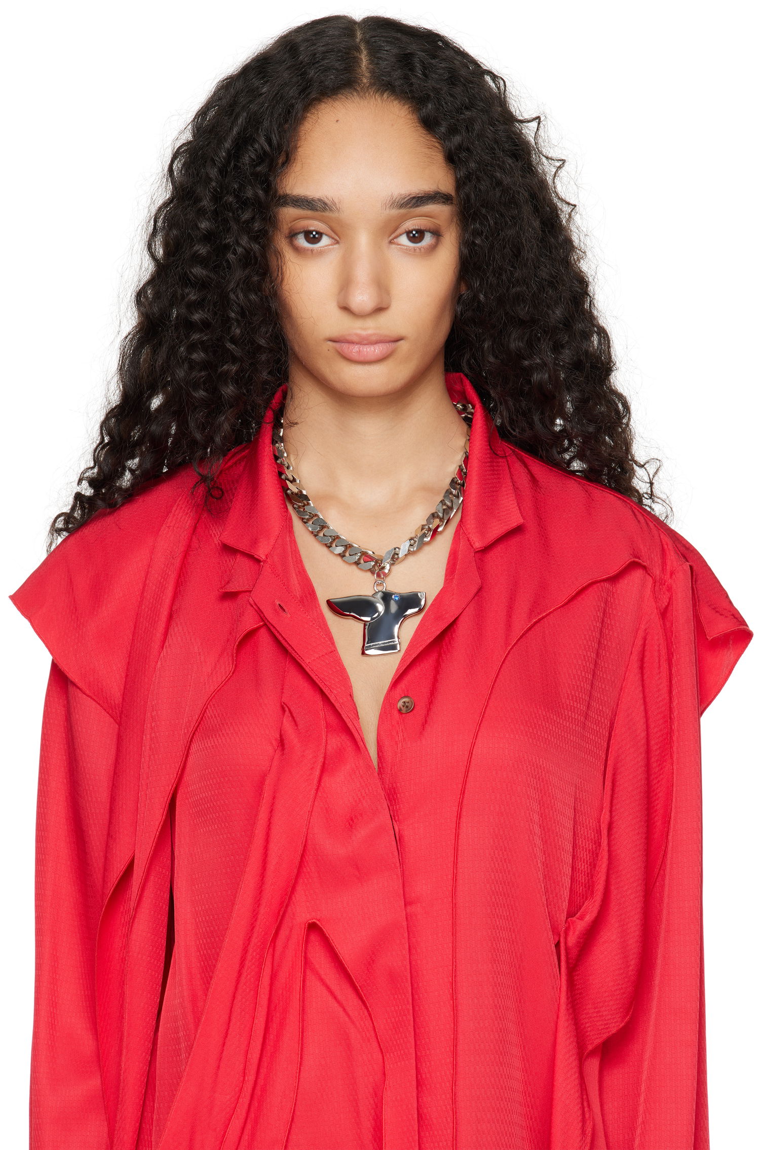 Halsband Chopova Lowena Silver Chain Dog Pendant Necklace Metallisk | 6522, 1