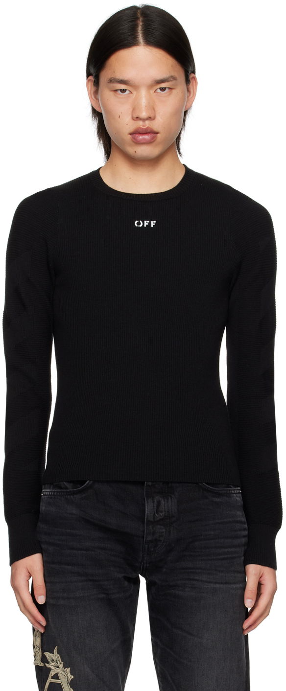 Sweater Off-White Black Diags Sweater Svart | OMHE171C99KNI0041010
