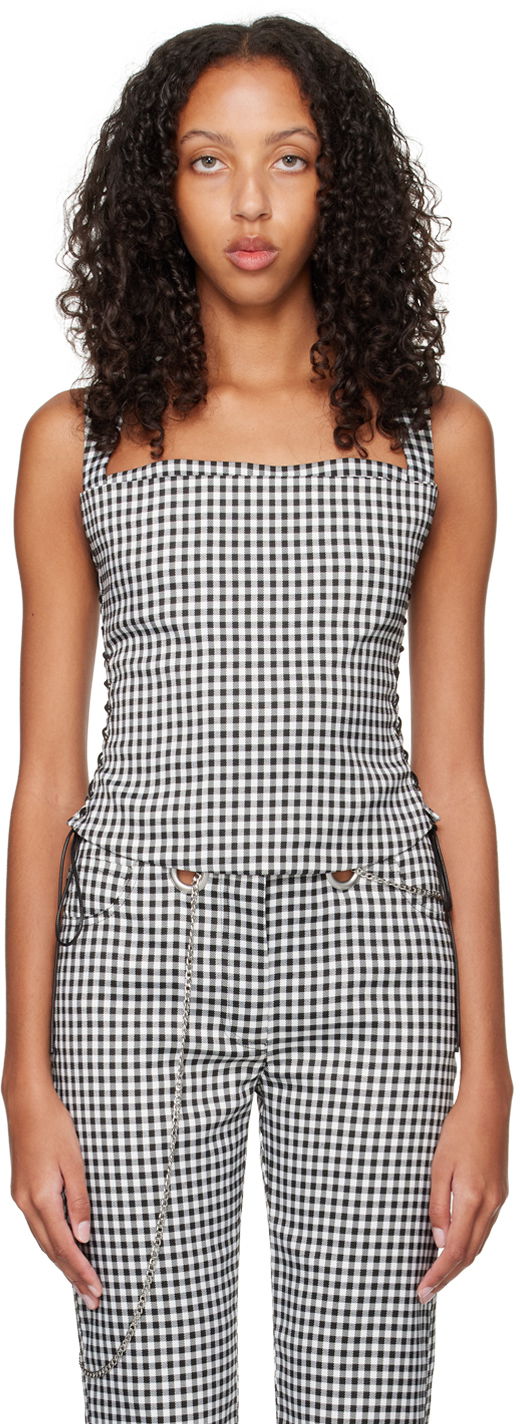 Linne Miaou Miaou Vallois Gingham Corset Top Svart | 7061GINOND