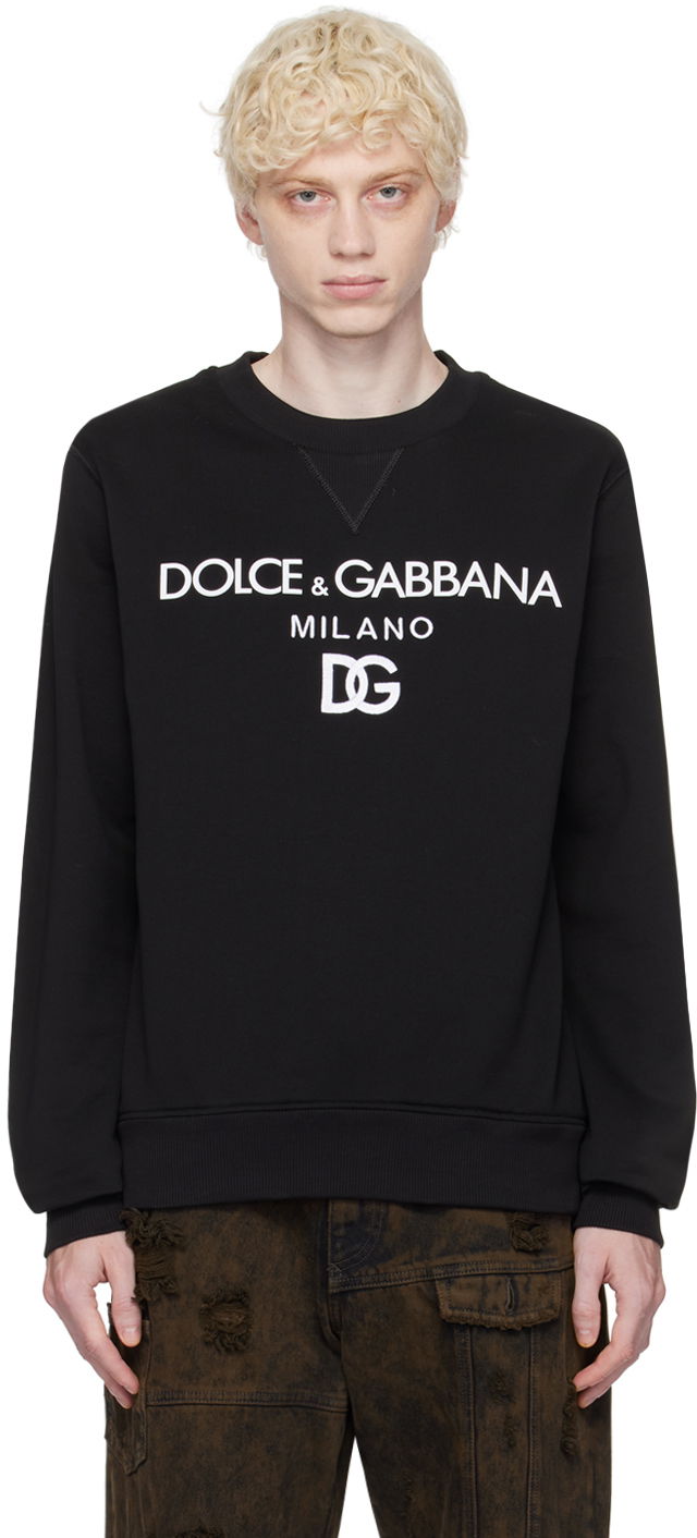 Sweatshirt Dolce & Gabbana Black Embroidered Sweatshirt Svart | G9ACGZFU7DU