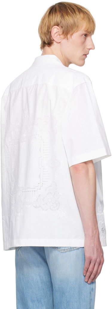 Skjorta Marine Serre Marine Serre Regenerated Linen Bowling Shirt Vit | USI016A UWOV0007, 2