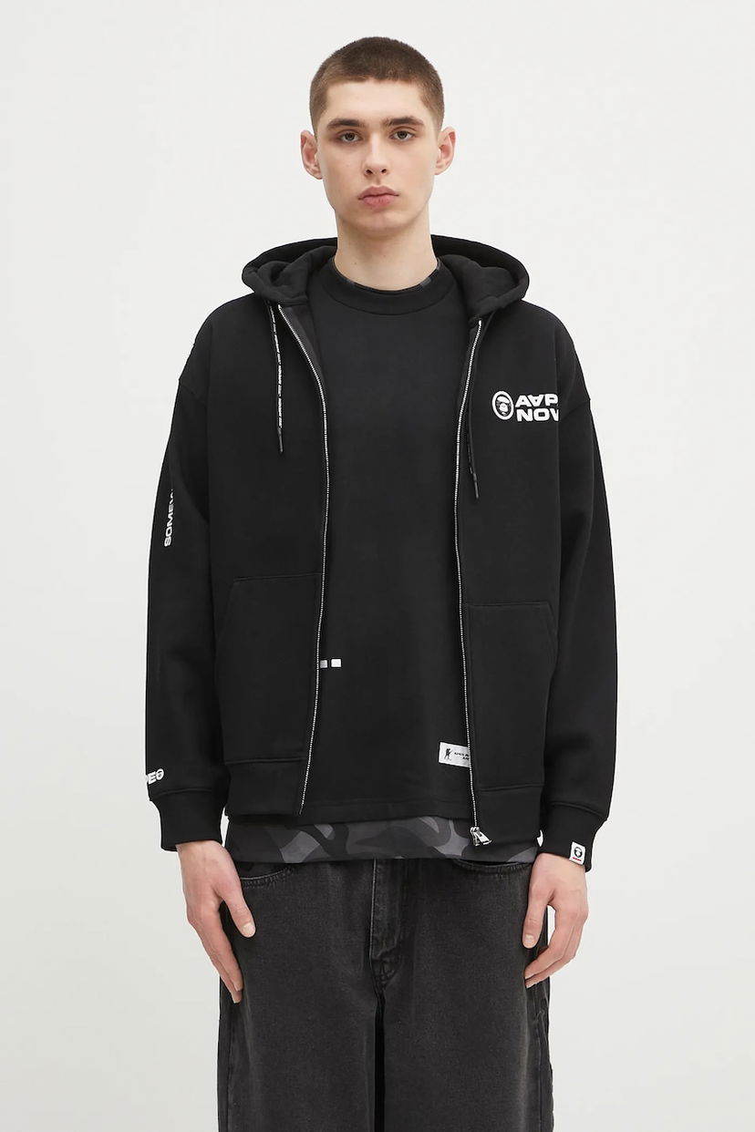 Sweatshirt AAPE by A Bathing Ape AAPE Now Zip Up Hoodie Svart | AAPSWMB327XXN