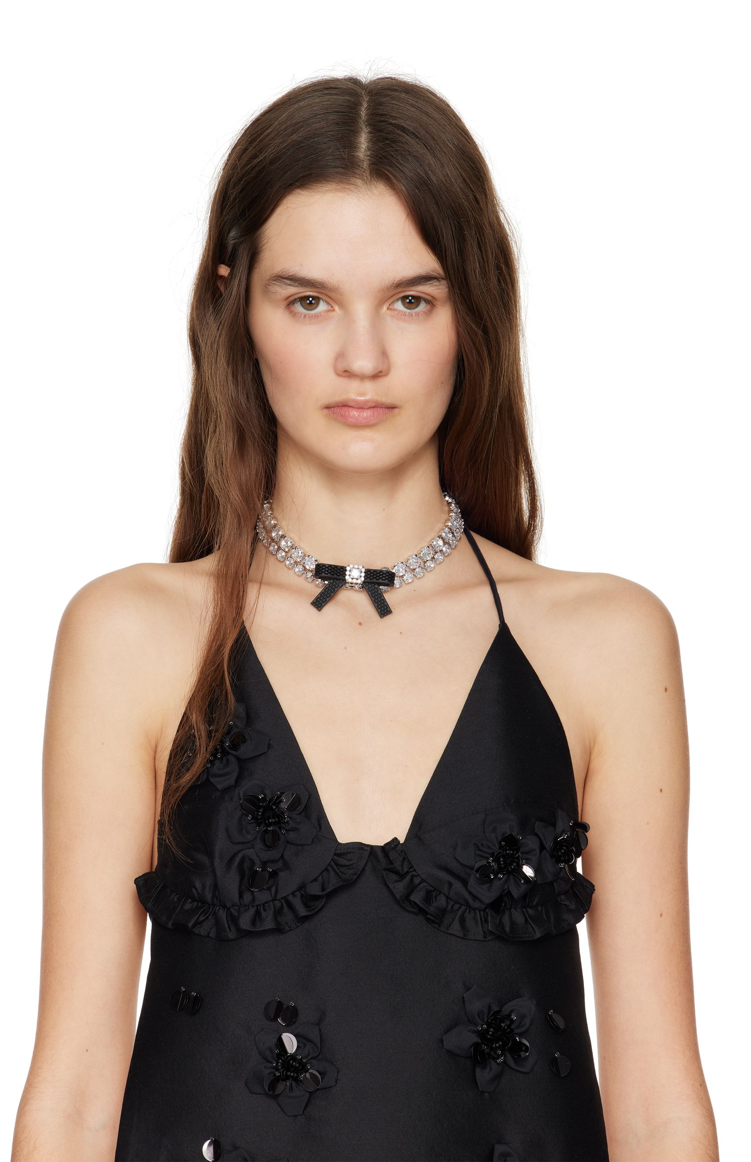 Halsband SHUSHU/TONG SHUSHU/TONG YVMIN Edition Rubber Bow Gemstone Choker Metallisk | 21375BLK00NN, 1