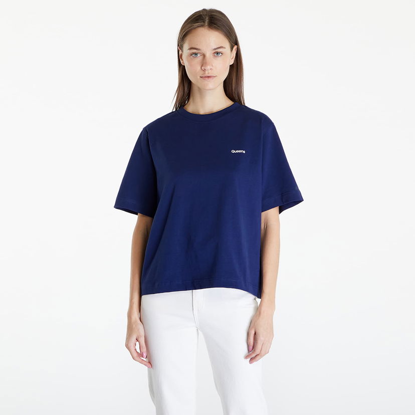T-shirt Queens Essential T-Shirt With Contrast Print Blue Mörkblå | QNS_019