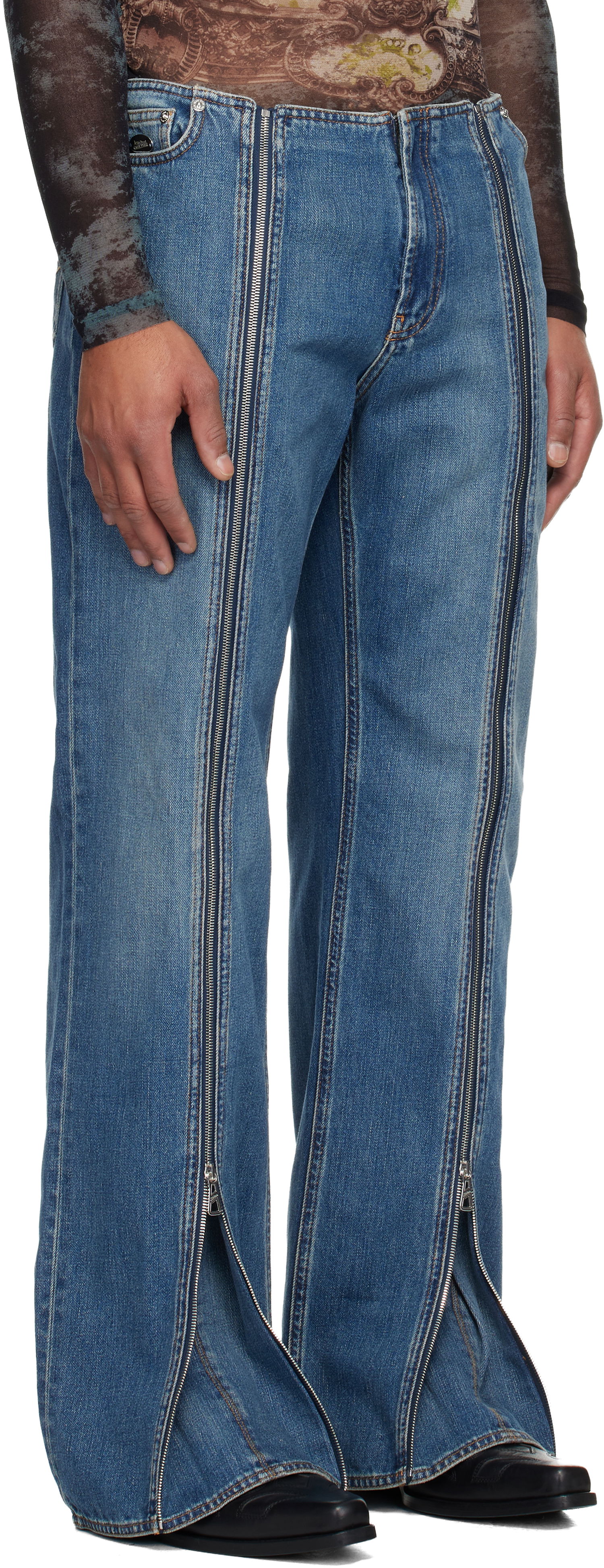 Jeans Jean Paul Gaultier Jean Paul Gaultier Zipped Seam Flare Jeans Blå | 25/04-W-TR031-D025-57, 1