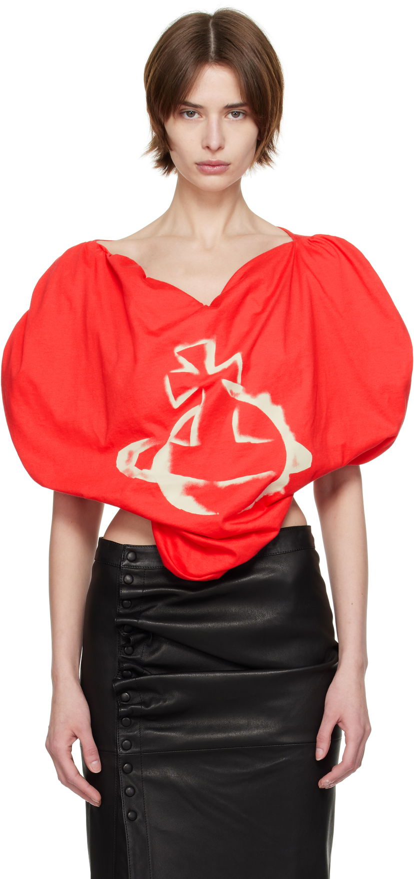 T-shirt Vivienne Westwood Vivienne Westwood Stencil Orb Heart Blouse Röd | 1G01000S-J001M-