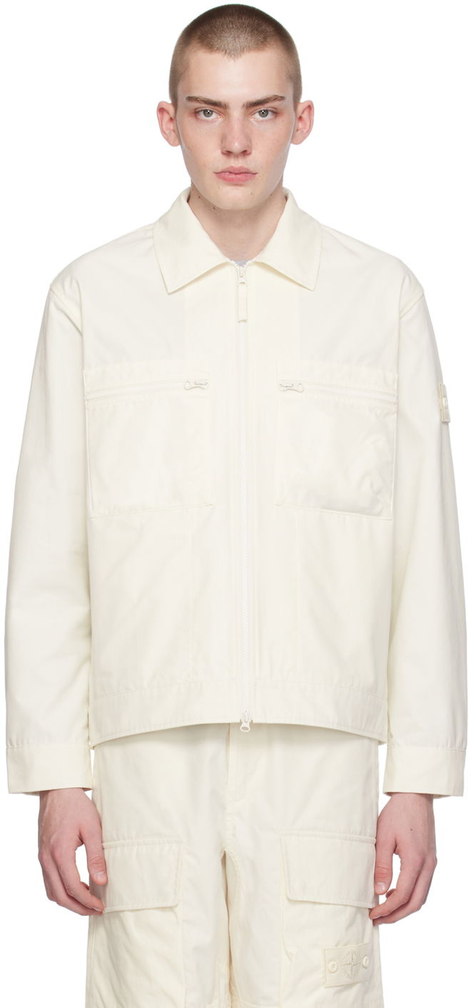 Jacka Stone Island Patch Jacket Vit | 8015432F1