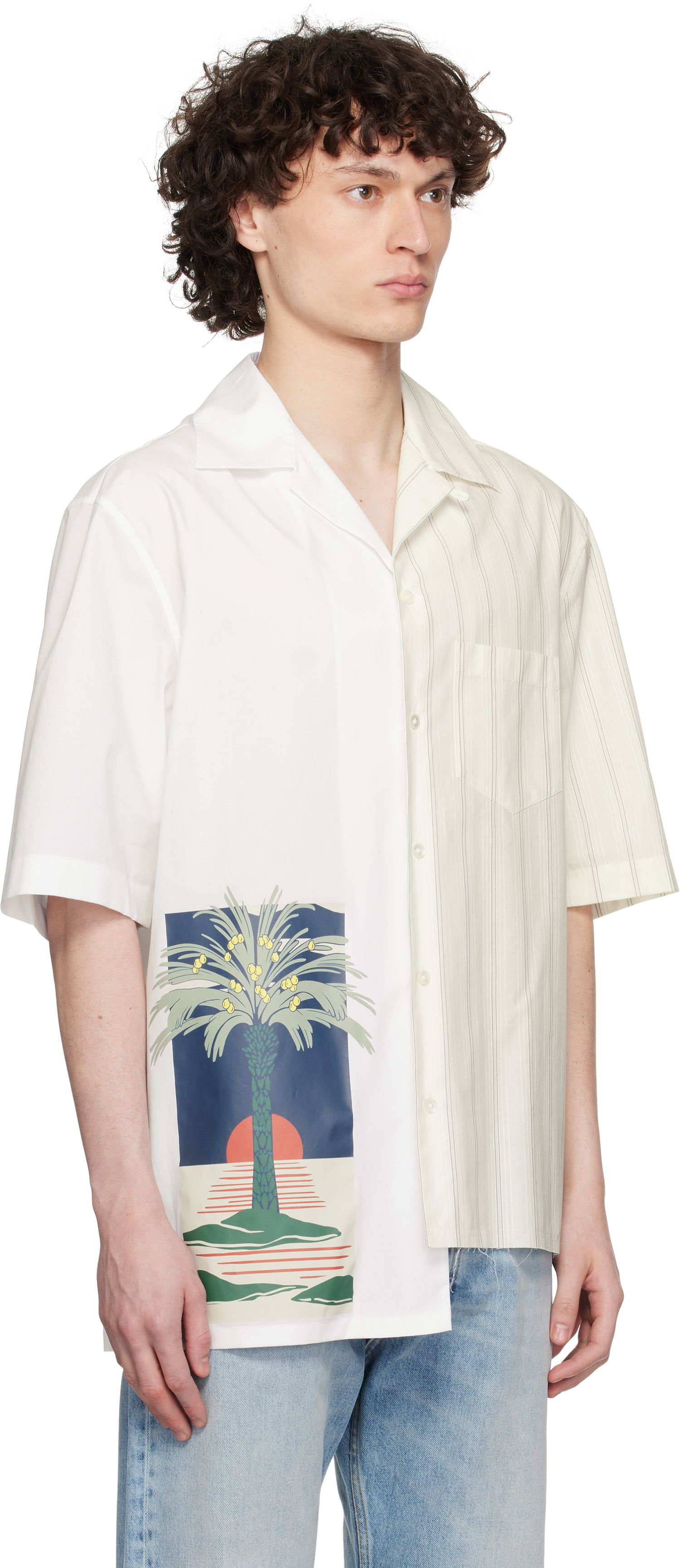 Skjorta LANVIN Lanvin Printed Asymmetric Shirt Vit | RM-SI0014-6001-P25, 1