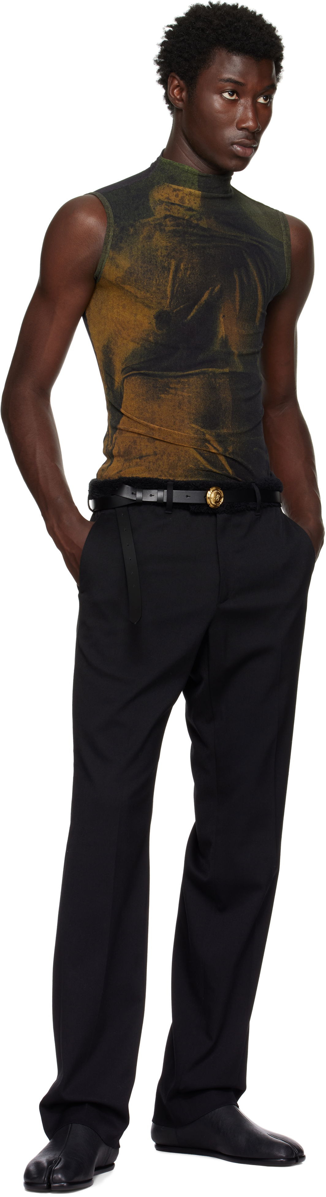 Bälten Jean Paul Gaultier Jean Paul Gaultier Leather Belt with Gold Buckle Svart | 25/03-W-AC007-L037-00, 1