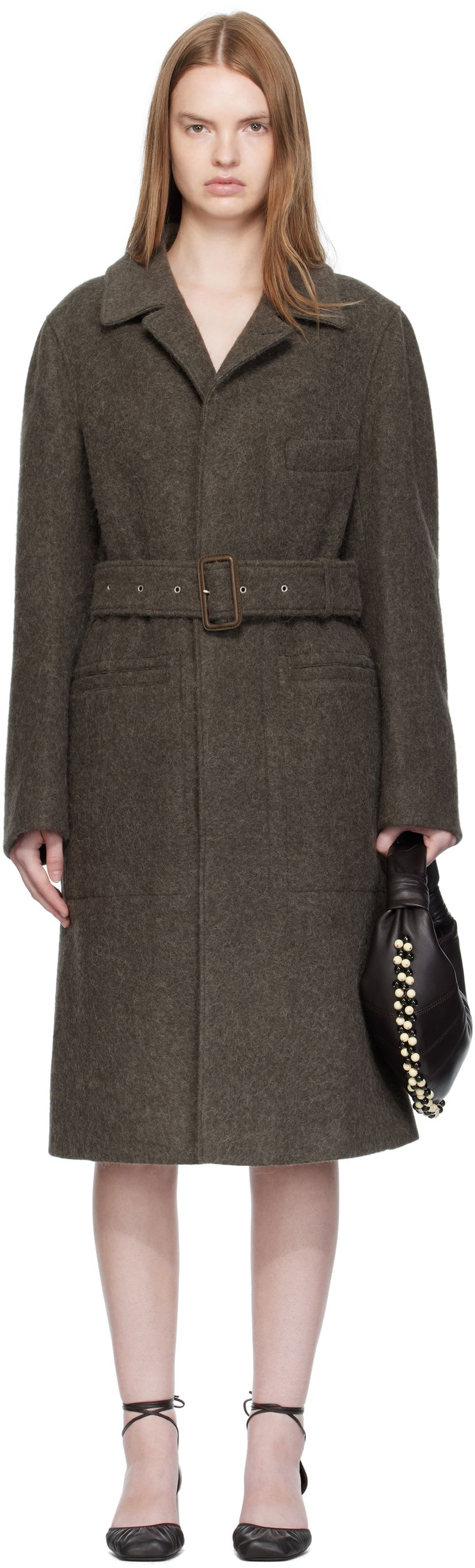 Rockar LEMAIRE LEMAIRE Belted Tailored Coat Brun | CO1119 LF504