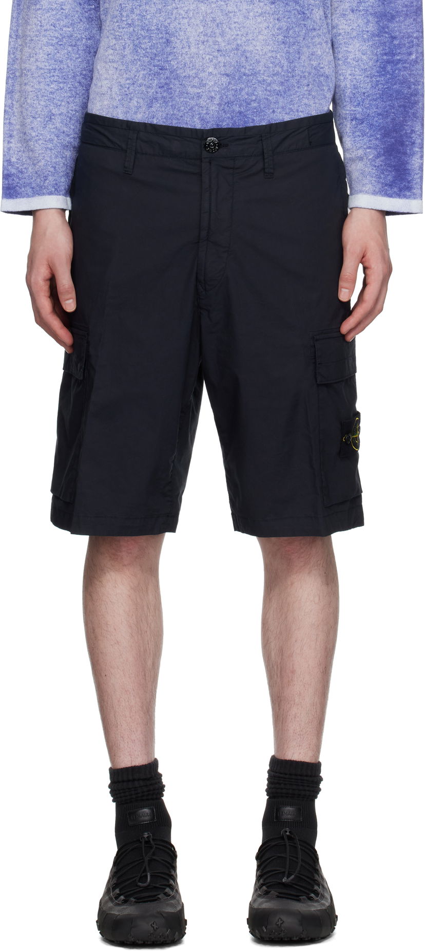 Shorts Stone Island Stone Island Stretch Cotton Tela Paracadute Shorts Mörkblå | K1S15L100L08S0003
