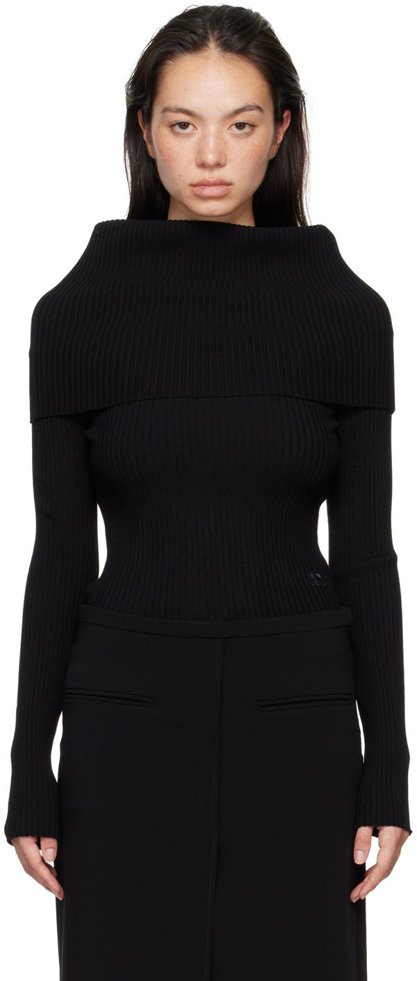 Sweater Courrèges Courrèges Women's Fitted Off Shoulder Sweater Svart | 324MPU189FI0001