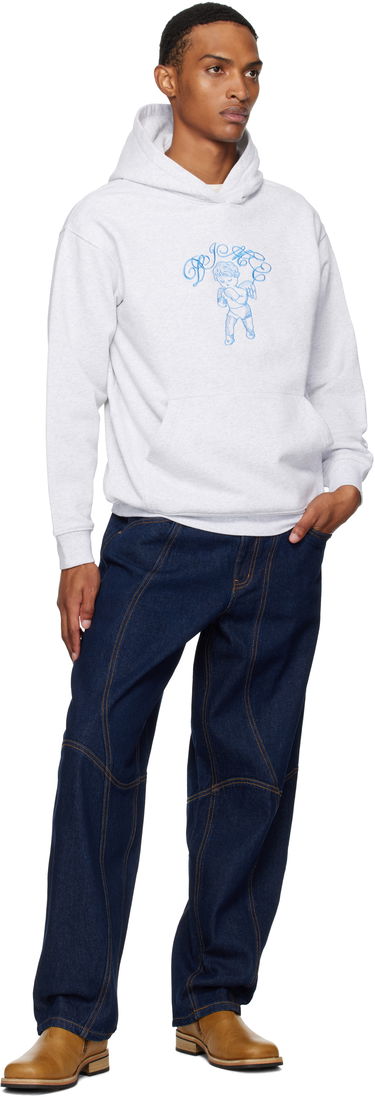 Sweatshirt Dime Embroidered Fighter Hoodie Grå | DIMESU2544ASH, 3