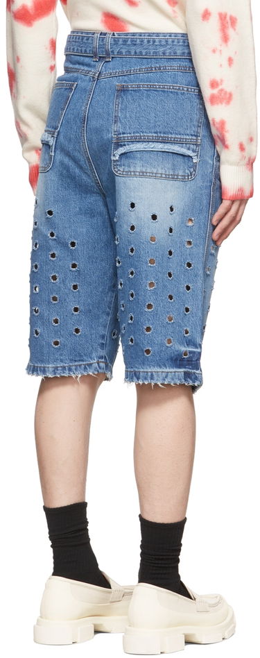 Shorts We11done Denim Cut-Out Shorts Blå | WD-DP1-22-358-M-BL, 2