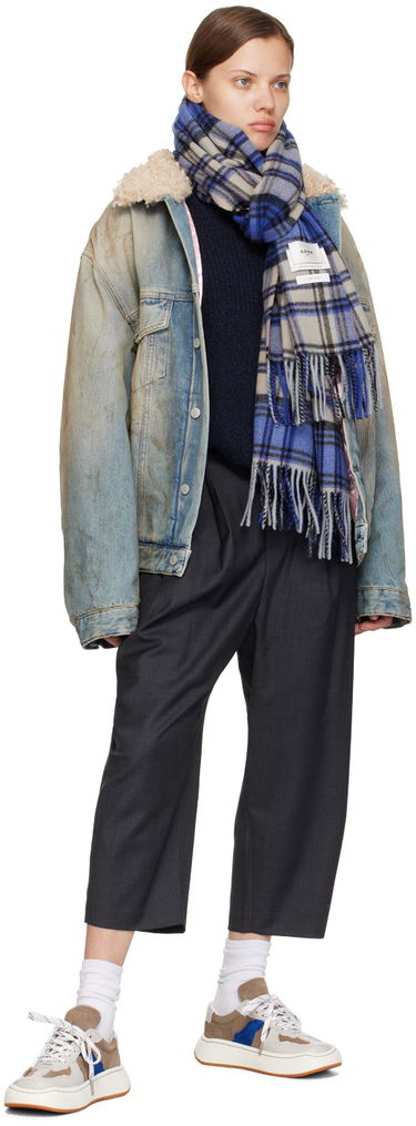 Halsduk ADER ERROR Plaid Muffler Scarf Blå | BMADFWAC0401BL, 2