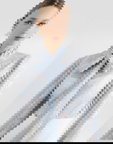 Skjorta Dolce & Gabbana Dolce & Gabbana Floral Jacquard Shirt with Tie Blå | F5T81TFJ1J3B0276, 3