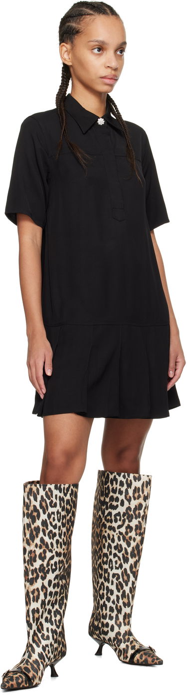 Klä GANNI GANNI Viscose Twill Mini Dress Svart | W0083, 3