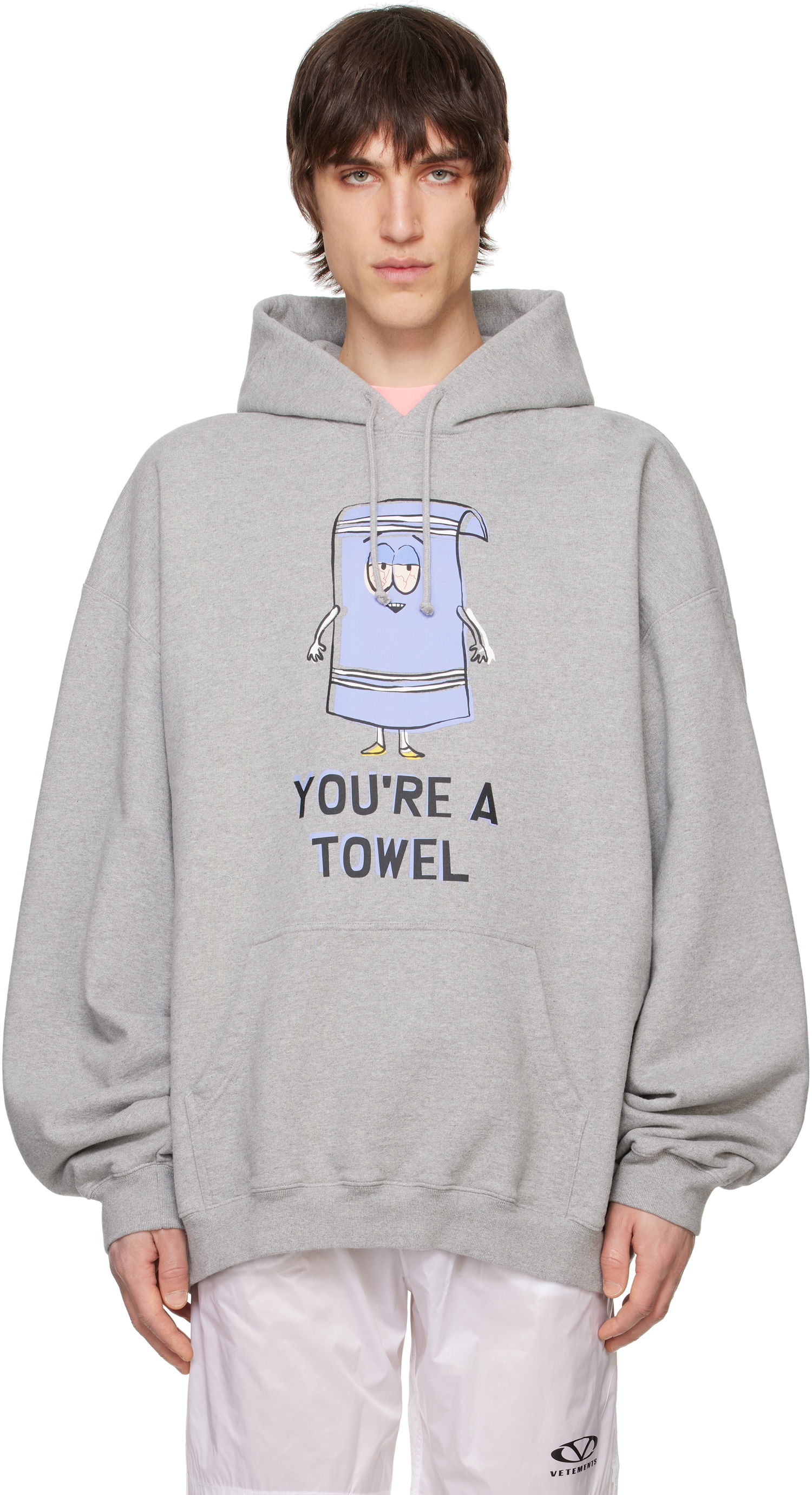 Sweatshirt VETEMENTS Vetements Runway 'You're A Towel' Oversized Hoodie Grå | UA66HD680G, 0