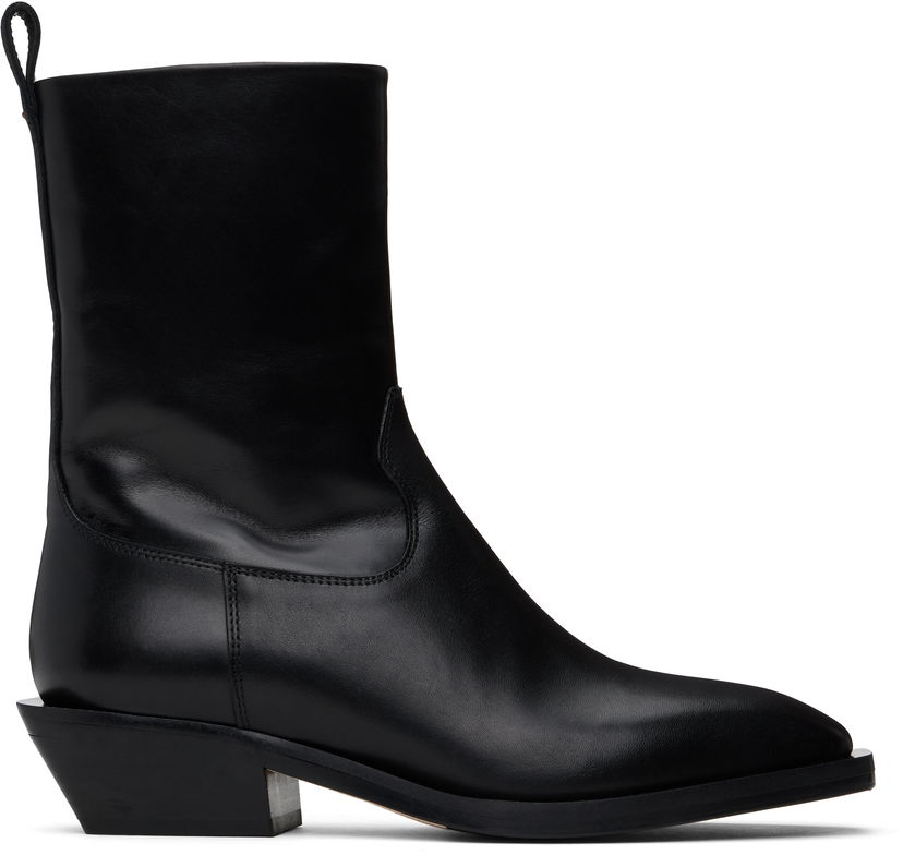 Kläder Aeyde Aeyde Luis Leather Cowboy Ankle Boots Svart | A11-AB-LISS35BL-0122-800-001