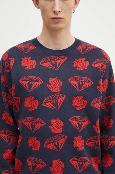 Sweater BILLIONAIRE BOYS CLUB Diamonds & Dollars Knitted Jumper Blå | B24223, 3