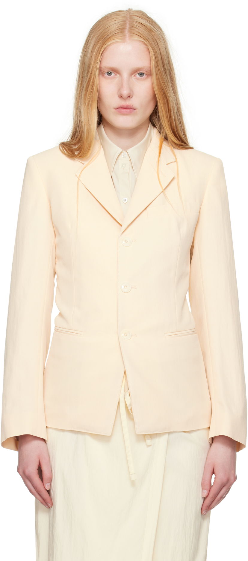 Jacka LEMAIRE Lemaire Single-Breasted Fitted Blazer Beige | JA1071 LF1362