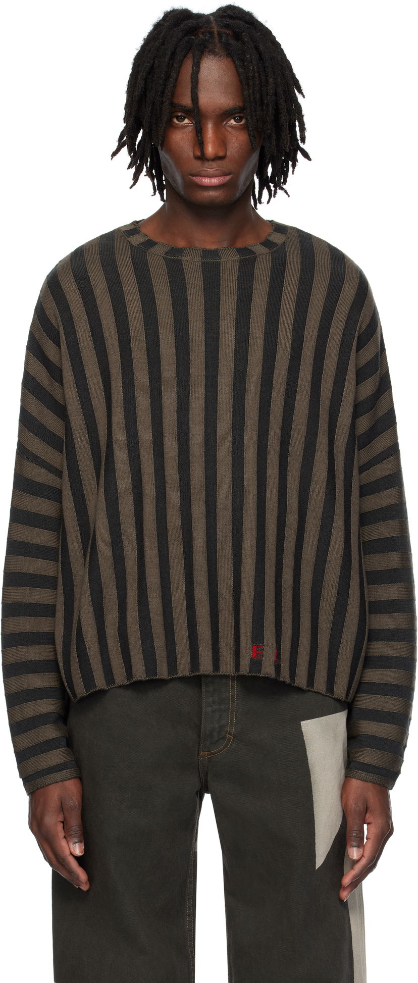 Sweater Eckhaus Latta Eckhaus Latta Striped Knit Sweater Brun | 8026-EL-PS25-B - BOG