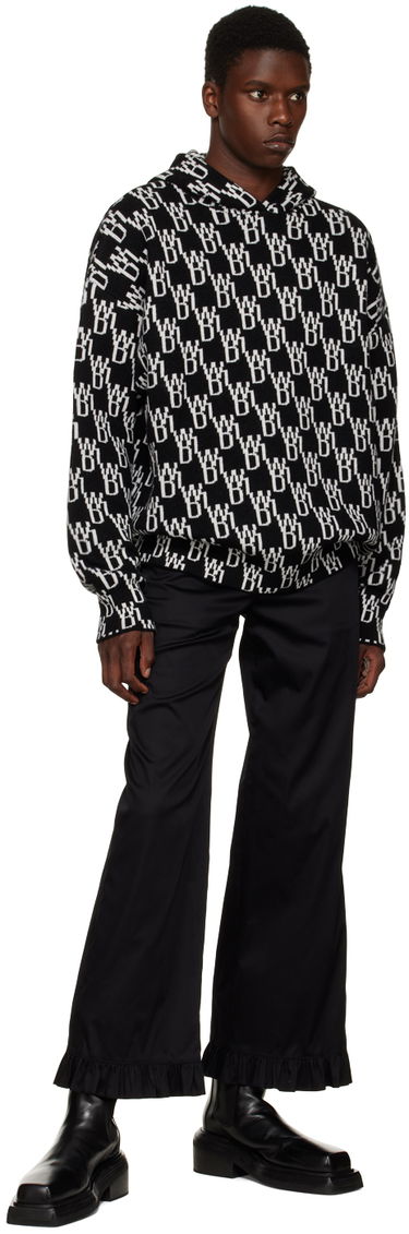 Sweatshirt We11done We11done Jacquard Knit Hoodie Svart | WD-KT3-22-628-U-BK, 3