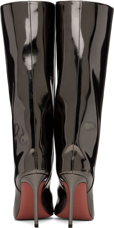 Sneakers och skor Amina Muaddi Fiona 95 Metallic Leather Tall Boots Svart | FIONA BOOT 95, 1