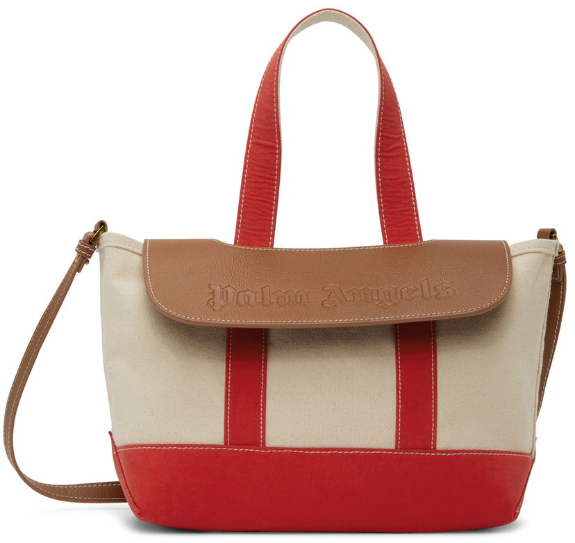 Tygpåse Palm Angels Palm Angels Palm Tote Bag Beige | PWNA045S22LEA0012560