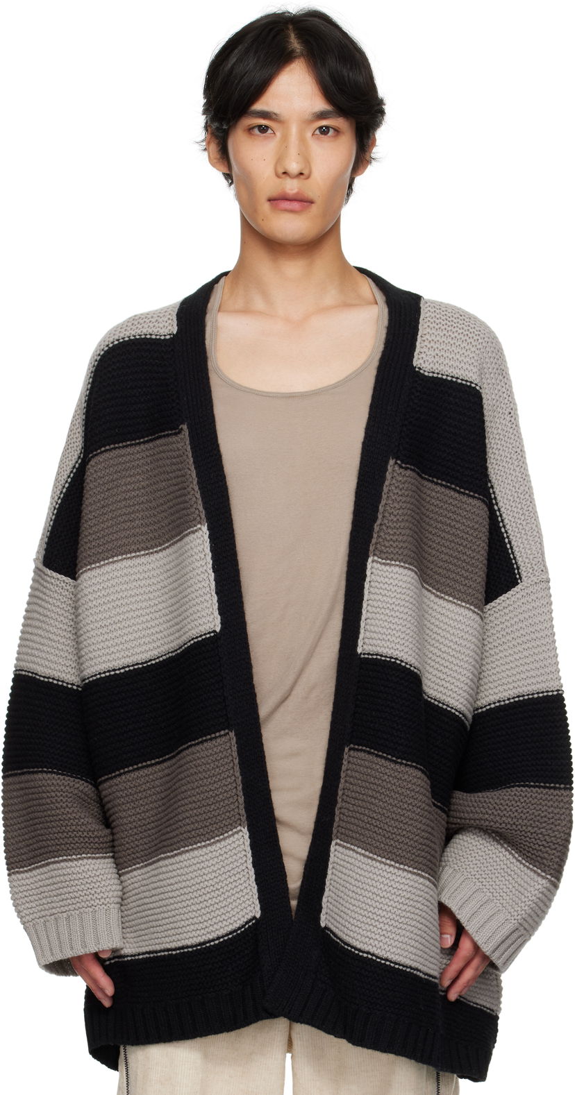Sweater Rick Owens Rick Owens Concordians Pitti Striped Knit Cardigan Flerfärgad | RU02E1685 KWV