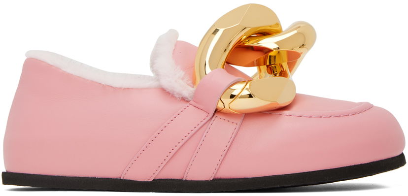 Sneakers och skor JW Anderson JW Anderson Shearling Chain Loafers Rosa | ANW39000C