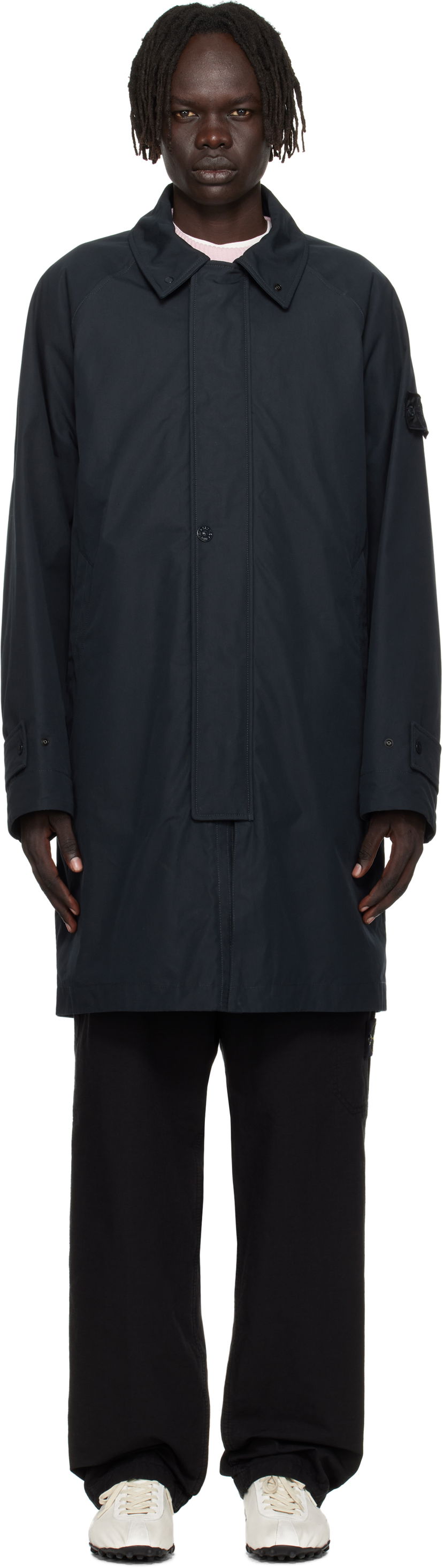 Rockar Stone Island Weatherproof Cotton Canvas Long Coat Mörkblå | K2S15 7100018 S00F1