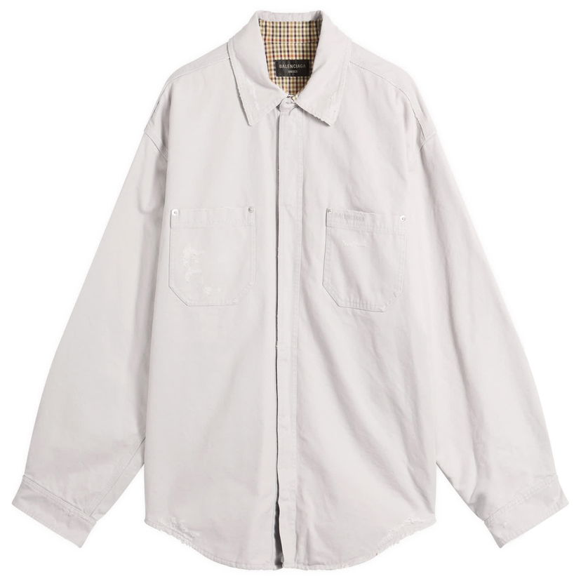 Skjorta Balenciaga Heavy Cotton Workwear Overshirt, Size Large Vit | 839085-TRP15-1400