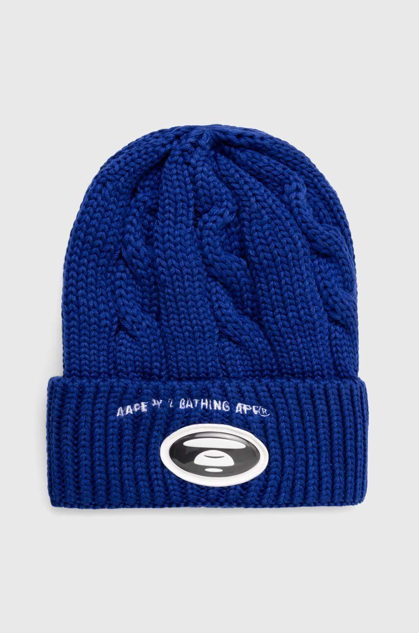 Mössa AAPE by A Bathing Ape AAPE Cable Knit Beanie Blå | AHT5236, 0