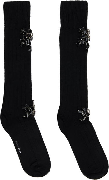 Strumpor Simone Rocha Simone Rocha Embellished Rose Knee Socks Svart | SOCK63B 0634, 0