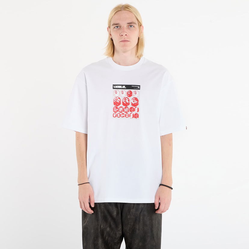 T-shirt BAPE T-shirt Sticker Graphic Relaxed Fit M Vit | 001TEL801319MWHT