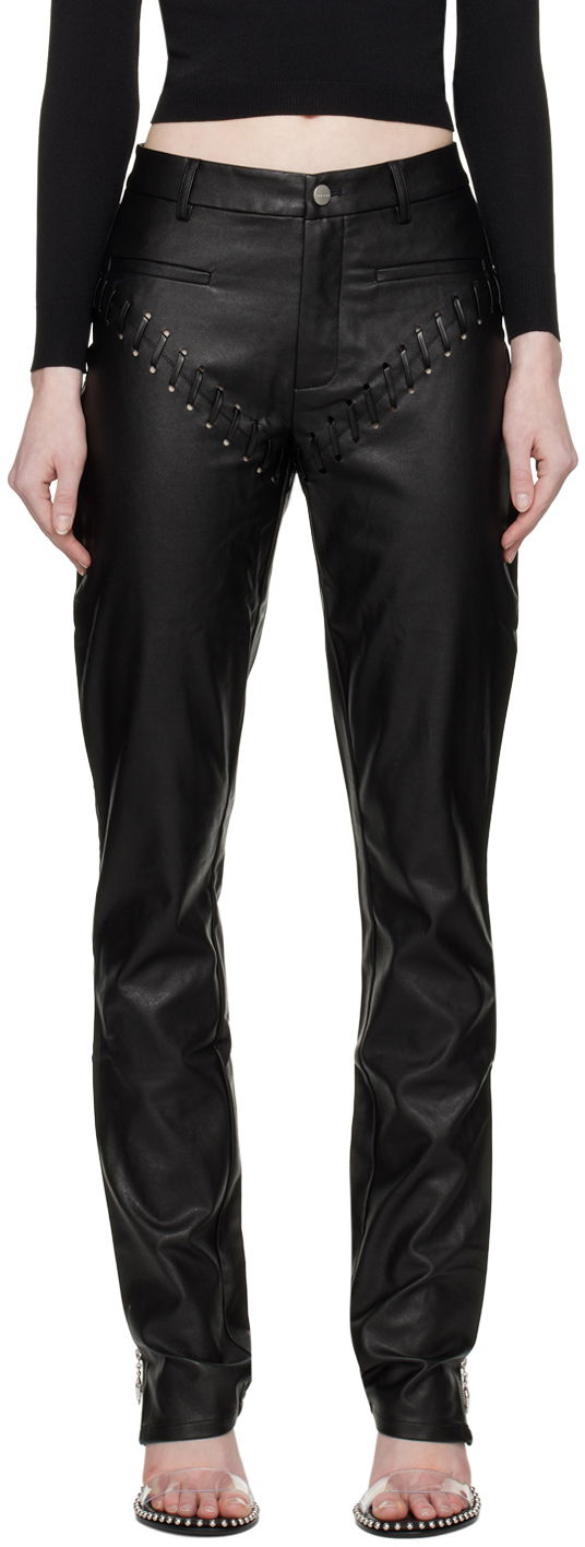 Byxor Miaou Miaou Hannah Jewett Edition Faux-Leather Trousers Svart | 1031PUBLK
