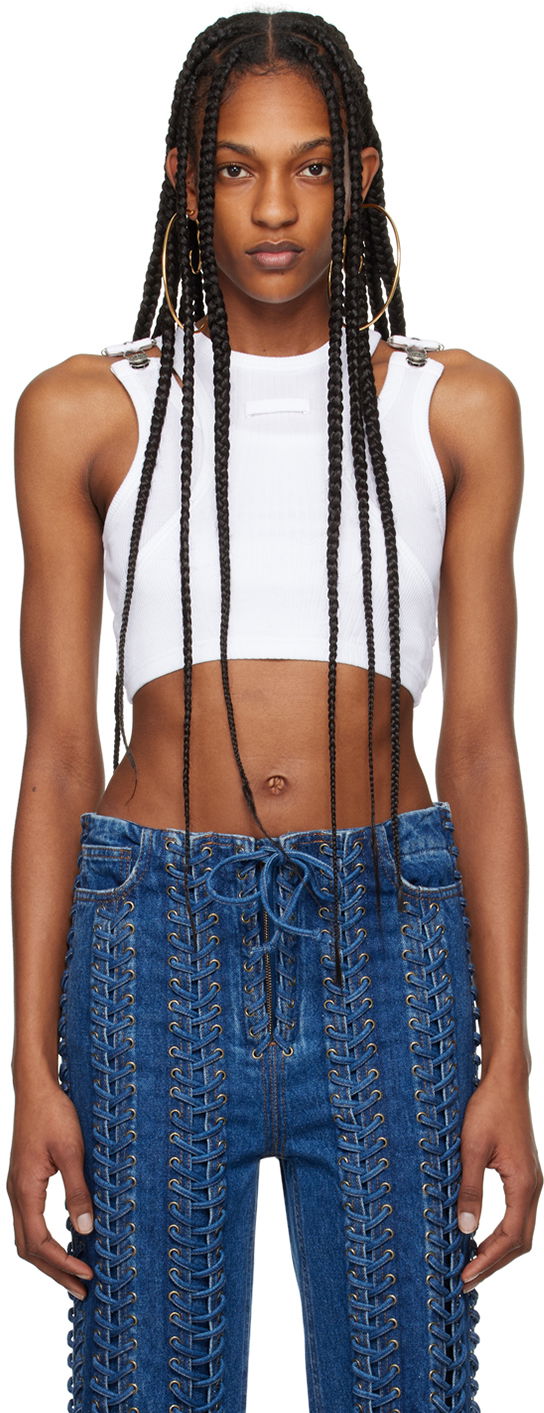 Crop top Jean Paul Gaultier Gaultier Strapped Crop Tank Vit | 24/25-U-DB032-J054-01, 0
