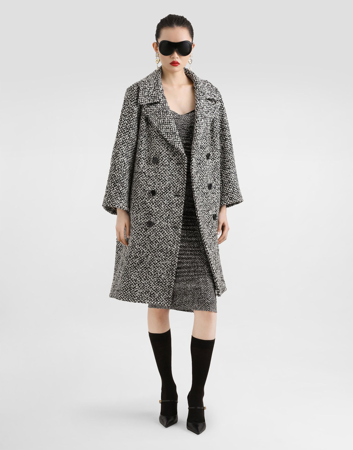 Klä Dolce & Gabbana Dolce & Gabbana Habotai Silk Strapless Chevron Print Dress Svart | F6TWCTFSA7ZHH5QS, 1