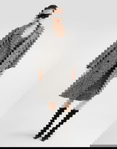 Klä Dolce & Gabbana Dolce & Gabbana Habotai Silk Strapless Chevron Print Dress Svart | F6TWCTFSA7ZHH5QS, 1