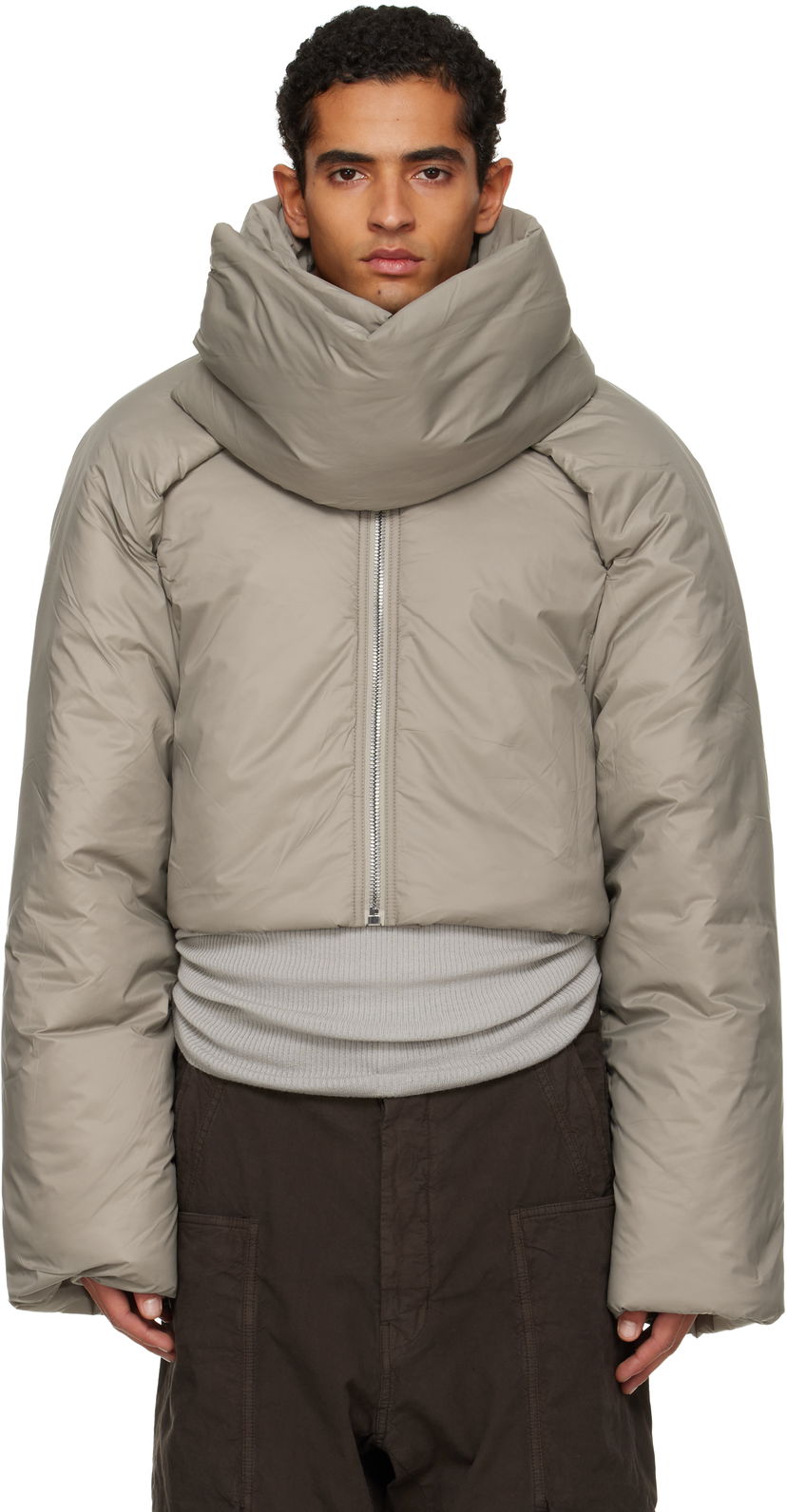 Pufferjacka Rick Owens Rick Owens DRKSHDW Concordians Convertible Cropped High-Neck Puffer Jacket Beige | DU02E7777 NP