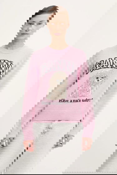 Sweater GANNI GANNI Graphic Wool Mix Poodle Sweater Rosa | K2499, 0