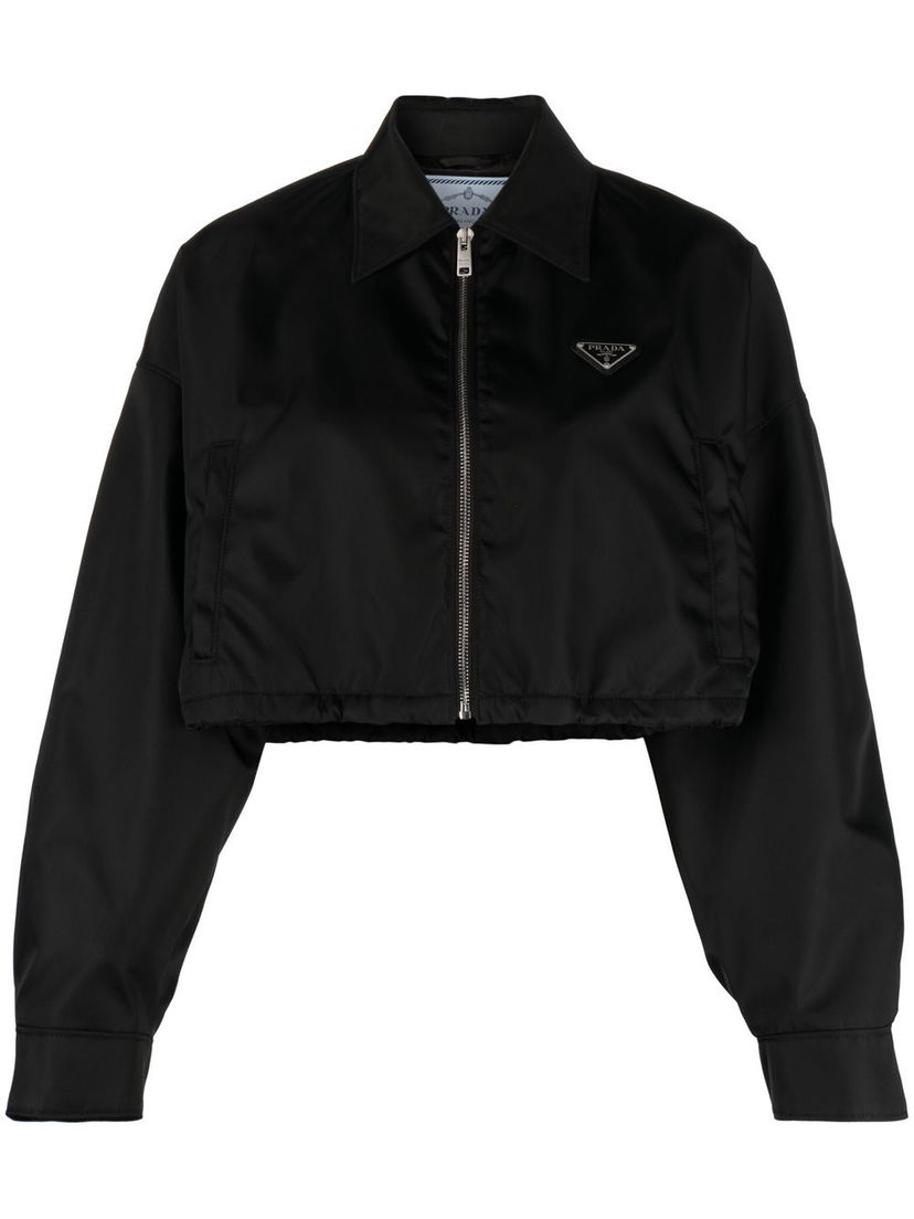 Bomberjacka Prada Cropped Bomber Jacket Svart | 292101S2311WQ8