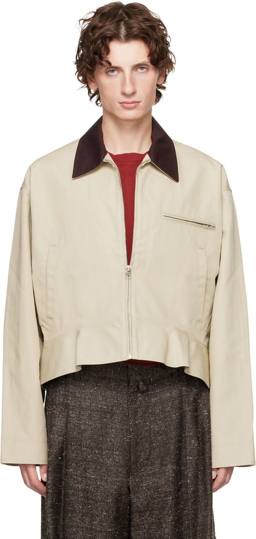 Jacka JW Anderson JW Anderson Curved Hem Jacket Beige | JK0413-PG1802