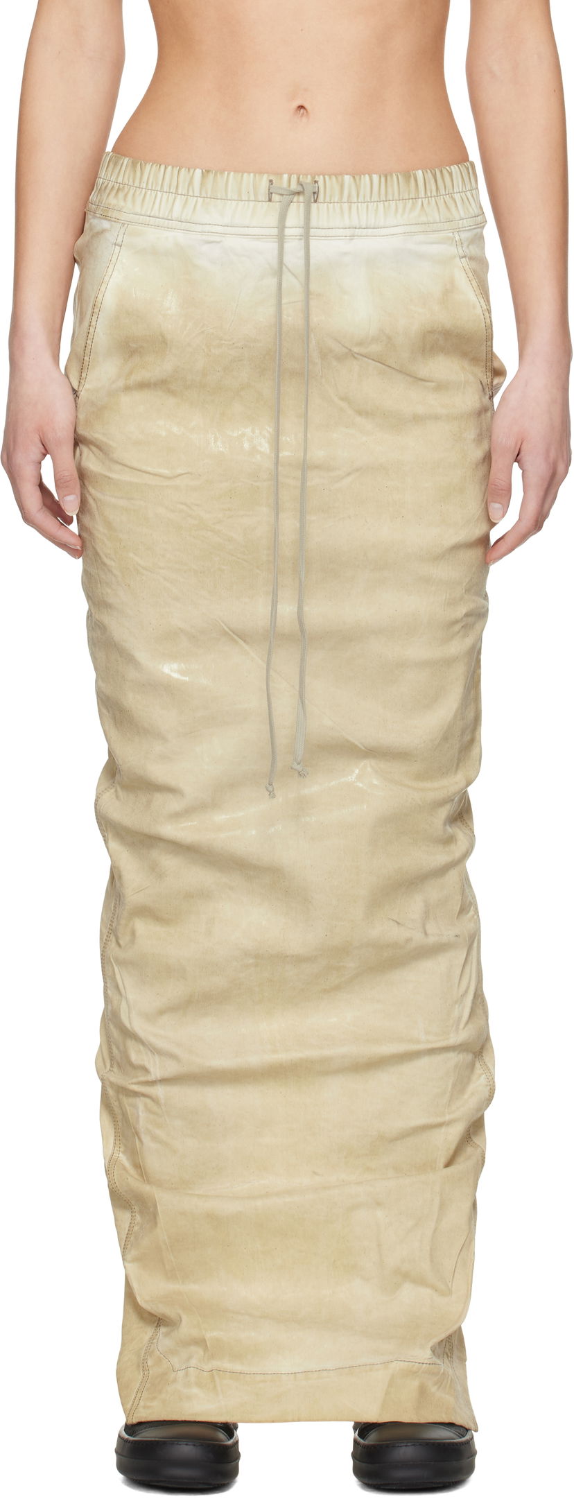 Kjol Rick Owens Rick Owens DRKSHDW Hollywood Pull On Pillar Denim Maxi Skirt Beige | DS01E3332 SCF