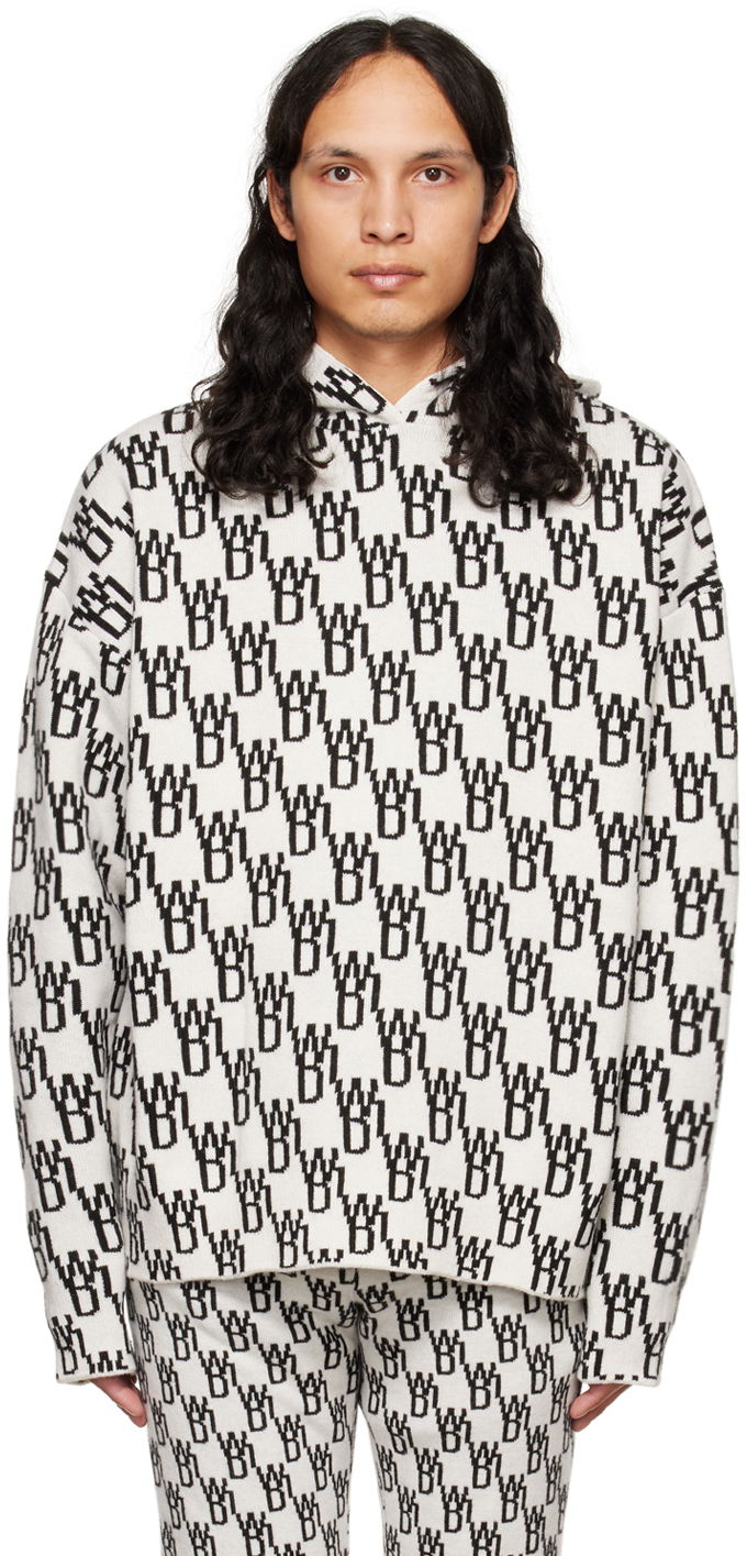 Sweater We11done We11done Graphic Print Hoodie Vit | WD-KT3-22-628-U-IV