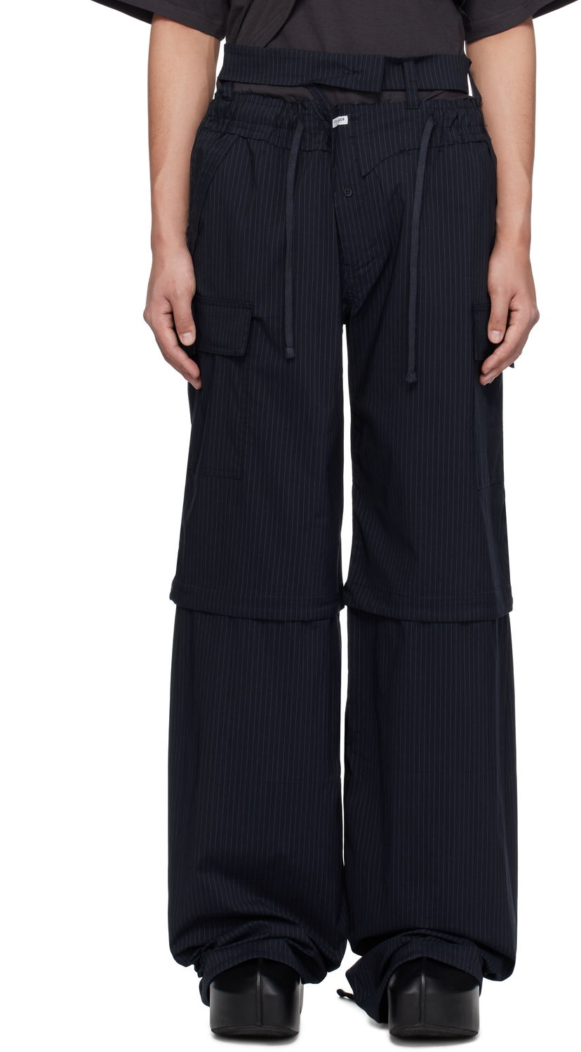 Cargo byxor Ottolinger Ottolinger Baggy Cargo Pinstripe Pants Svart | 106-200106-02