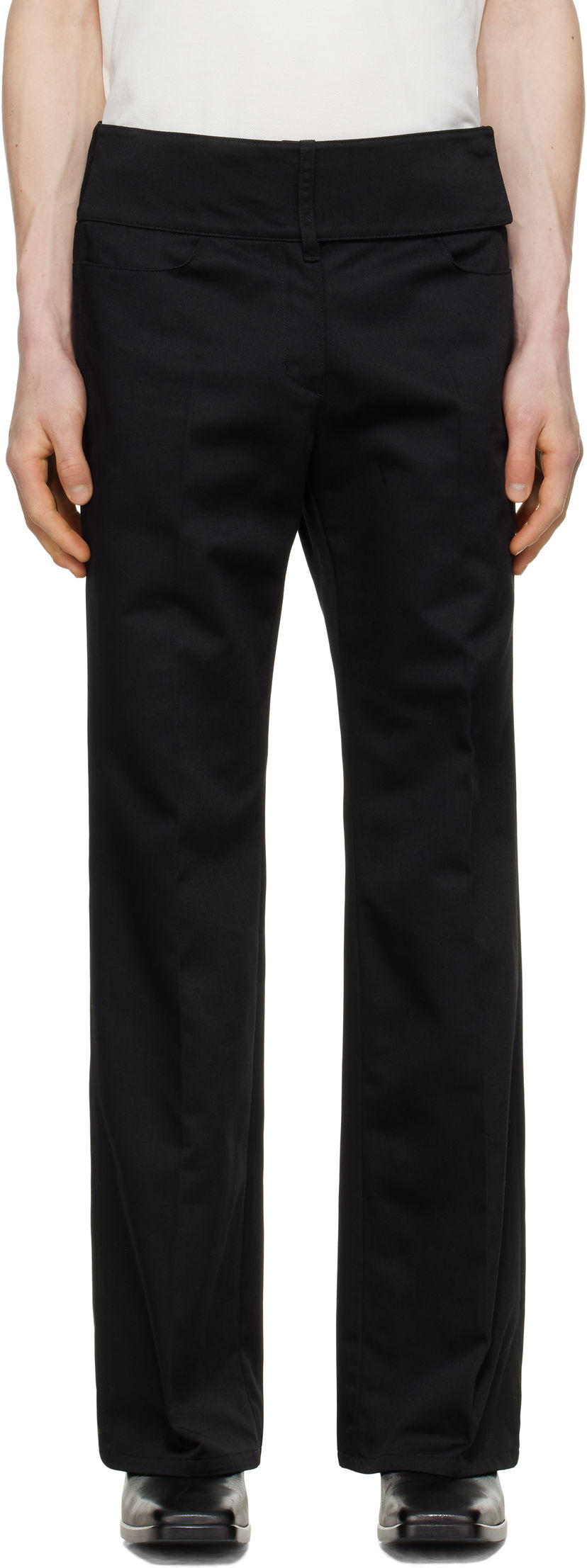 Byxor Courrèges Courrèges Belted Bootcut Trousers Svart | 125CPA929PL0178